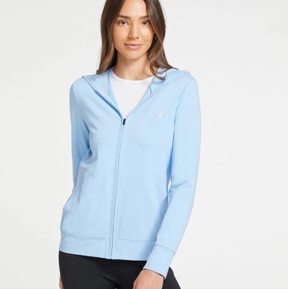 Solbari Marina Blue Hooded Full Zip Top UPF 50+